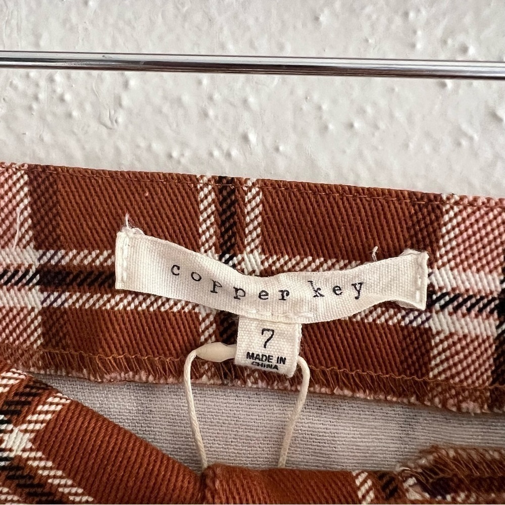 Plaid Patch Pocket High Rise Button Front Skirt - Picture 3 of 4